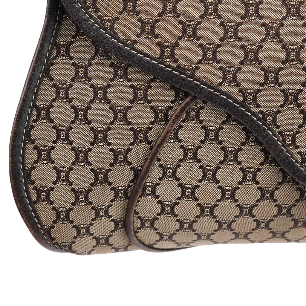 Brown Macadam Canvas Leather Shoulder Bag