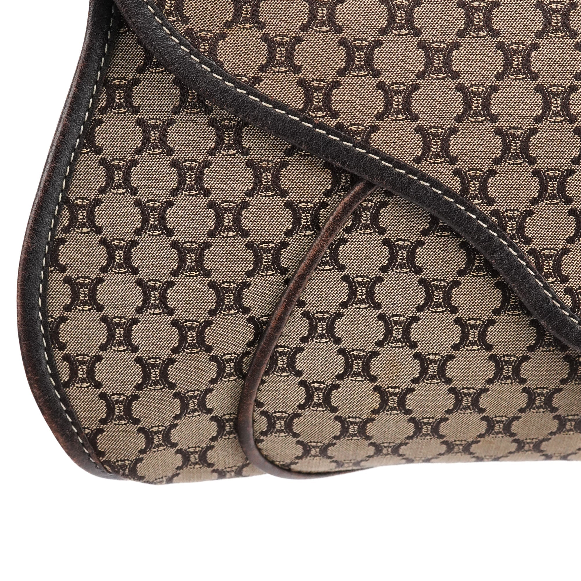 Brown Macadam Canvas Leather Shoulder Bag