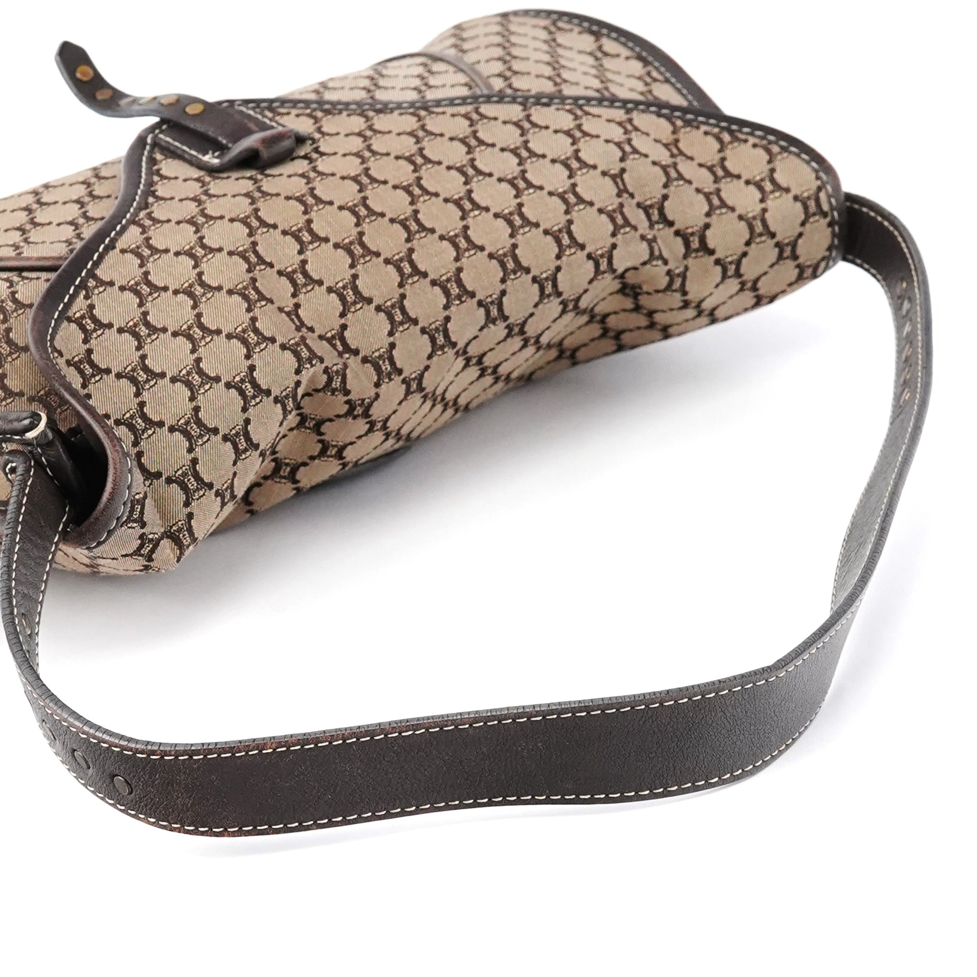 Brown Macadam Canvas Leather Shoulder Bag