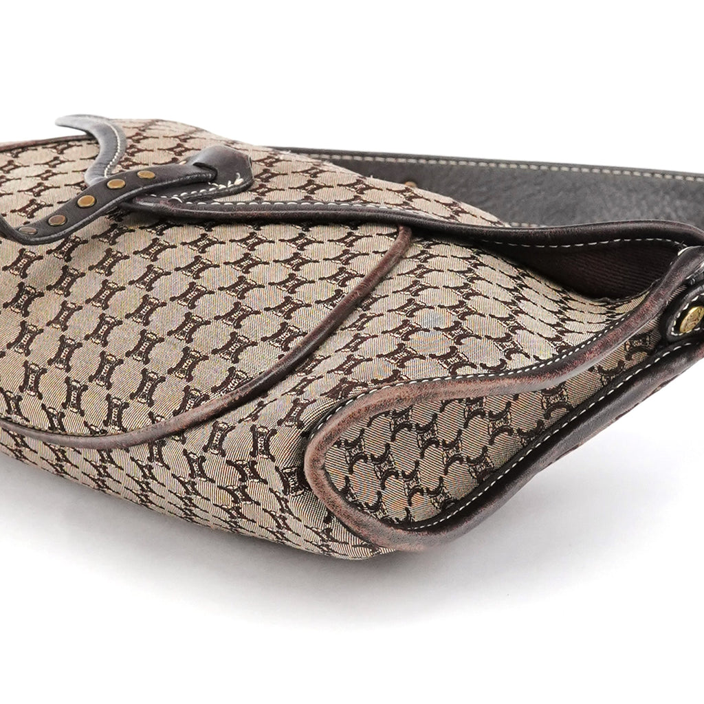 Brown Macadam Canvas Leather Shoulder Bag