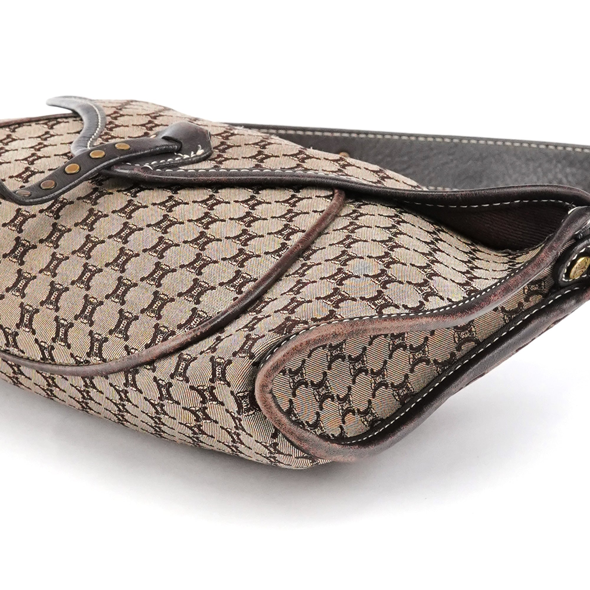 Brown Macadam Canvas Leather Shoulder Bag