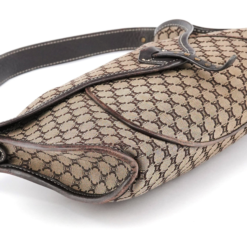 Brown Macadam Canvas Leather Shoulder Bag