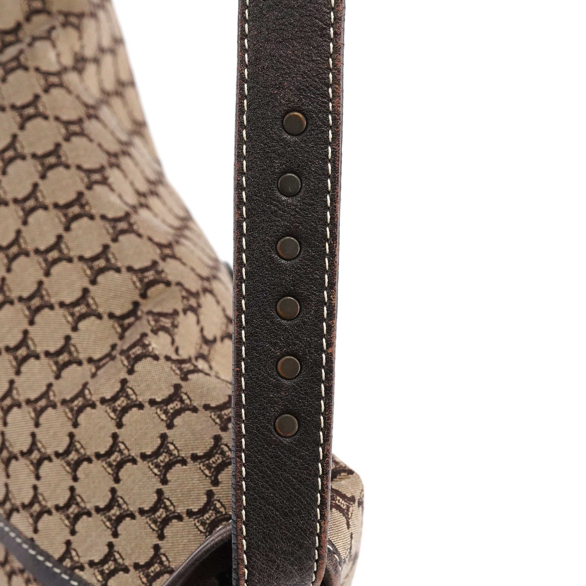 Brown Macadam Canvas Leather Shoulder Bag