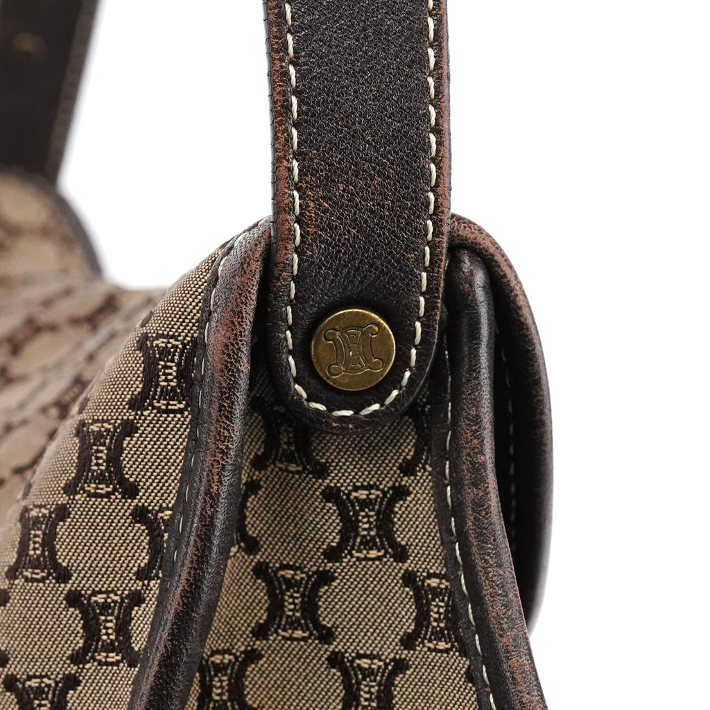 Brown Macadam Canvas Leather Shoulder Bag