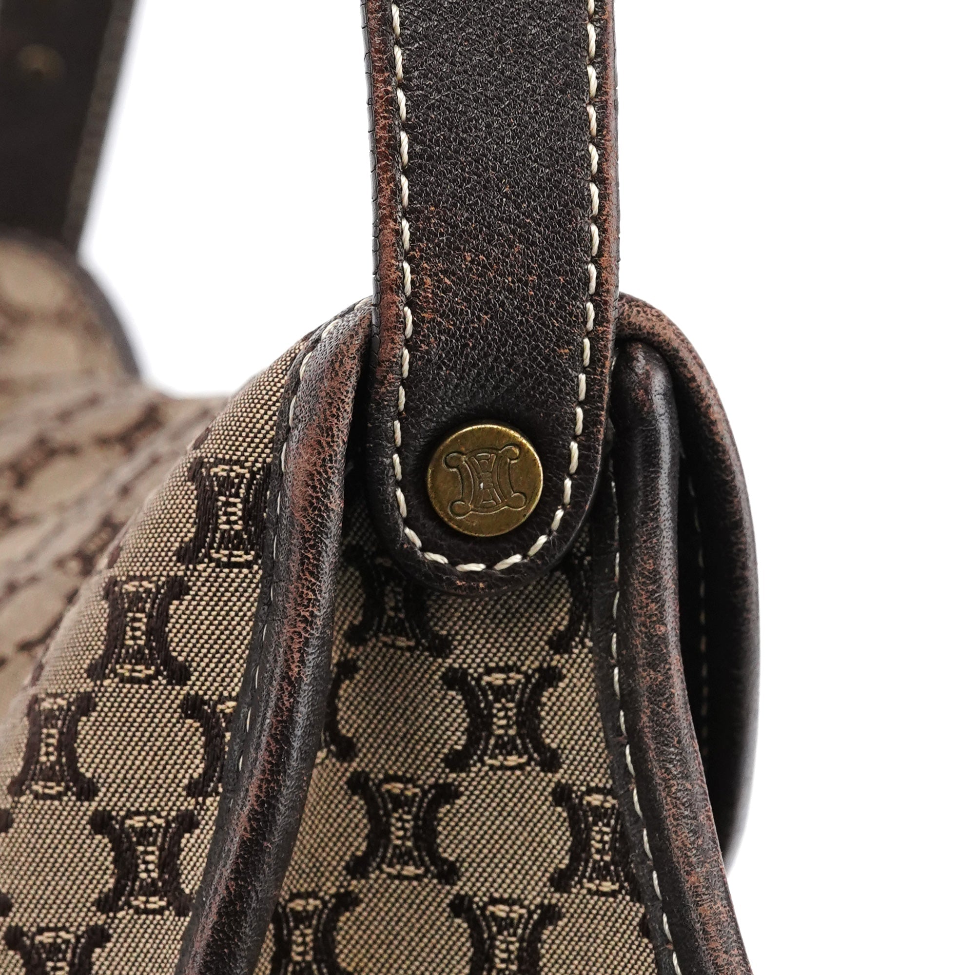 Brown Macadam Canvas Leather Shoulder Bag