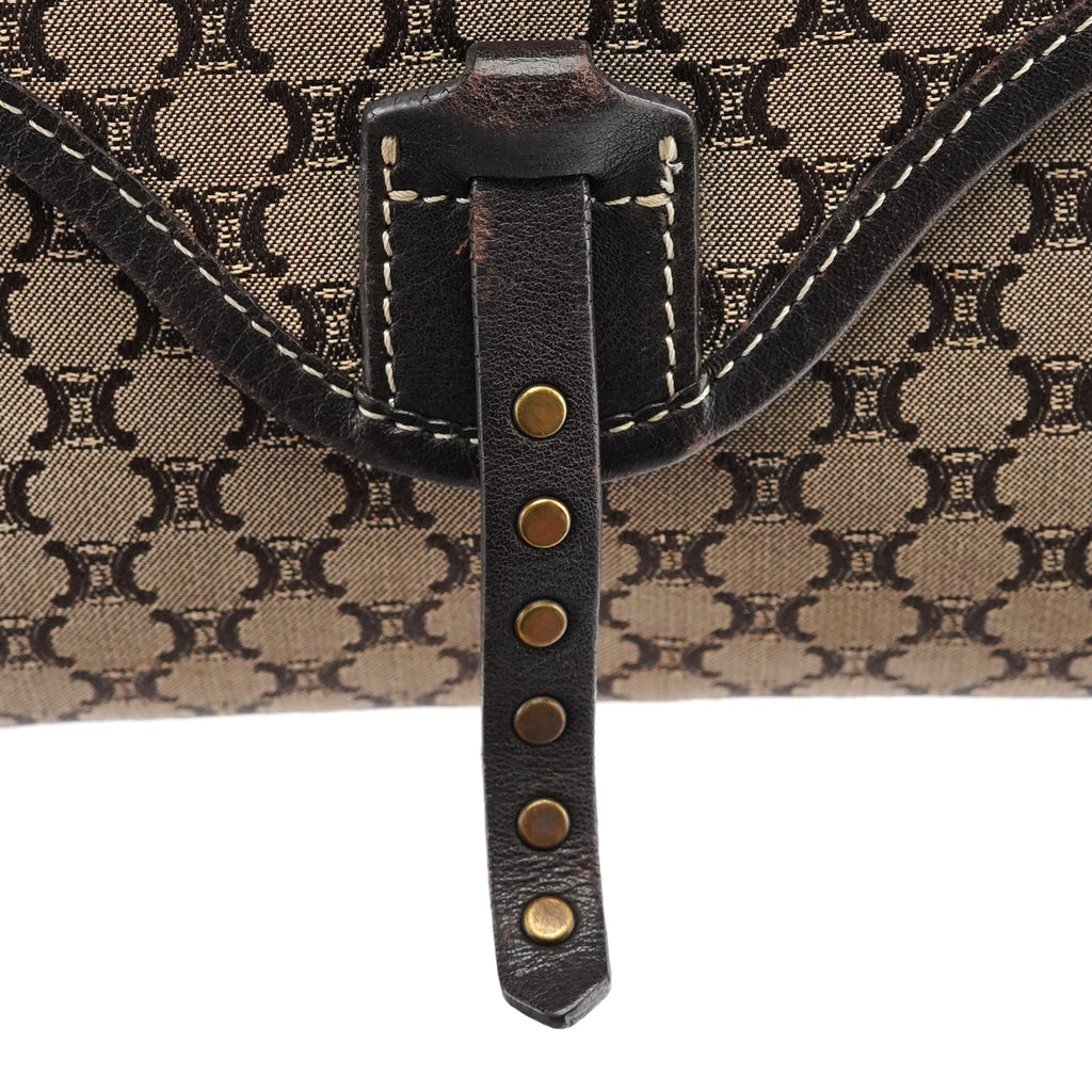 Brown Macadam Canvas Leather Shoulder Bag