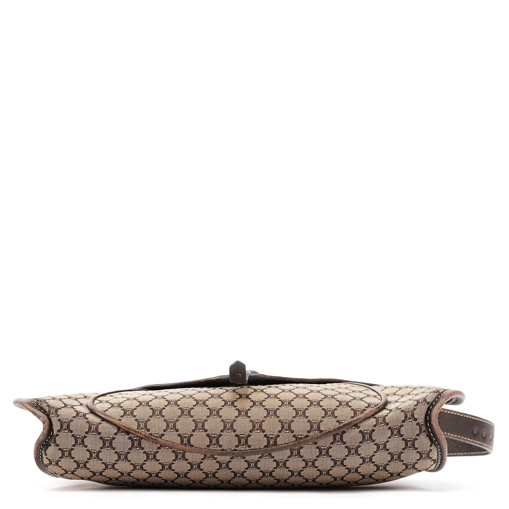 Brown Macadam Canvas Leather Shoulder Bag