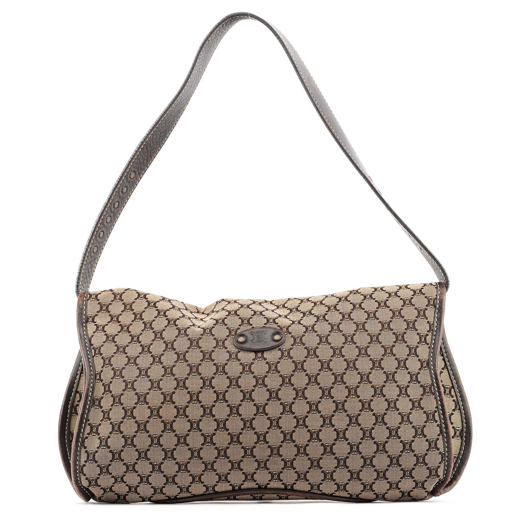 Brown Macadam Canvas Leather Shoulder Bag