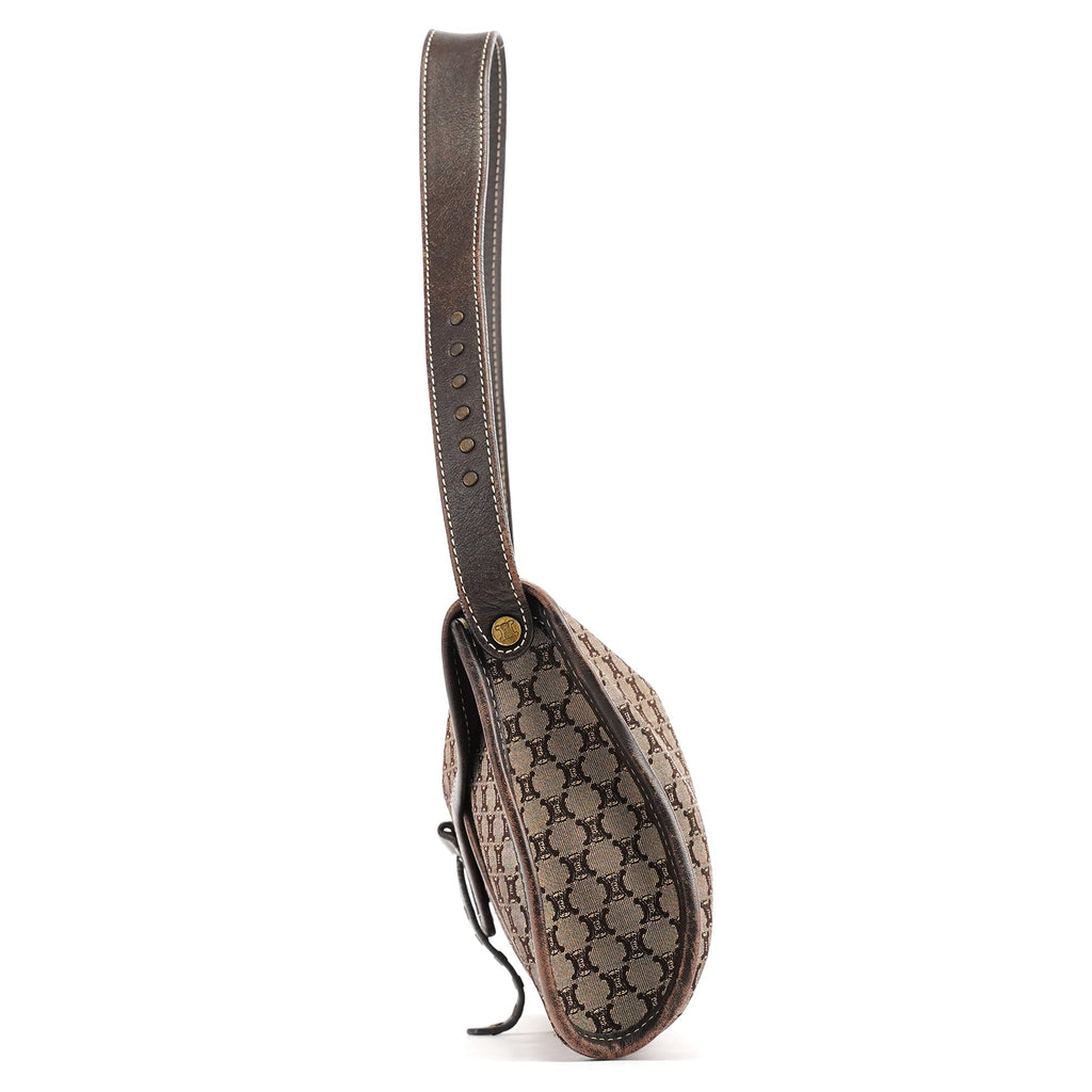 Brown Macadam Canvas Leather Shoulder Bag