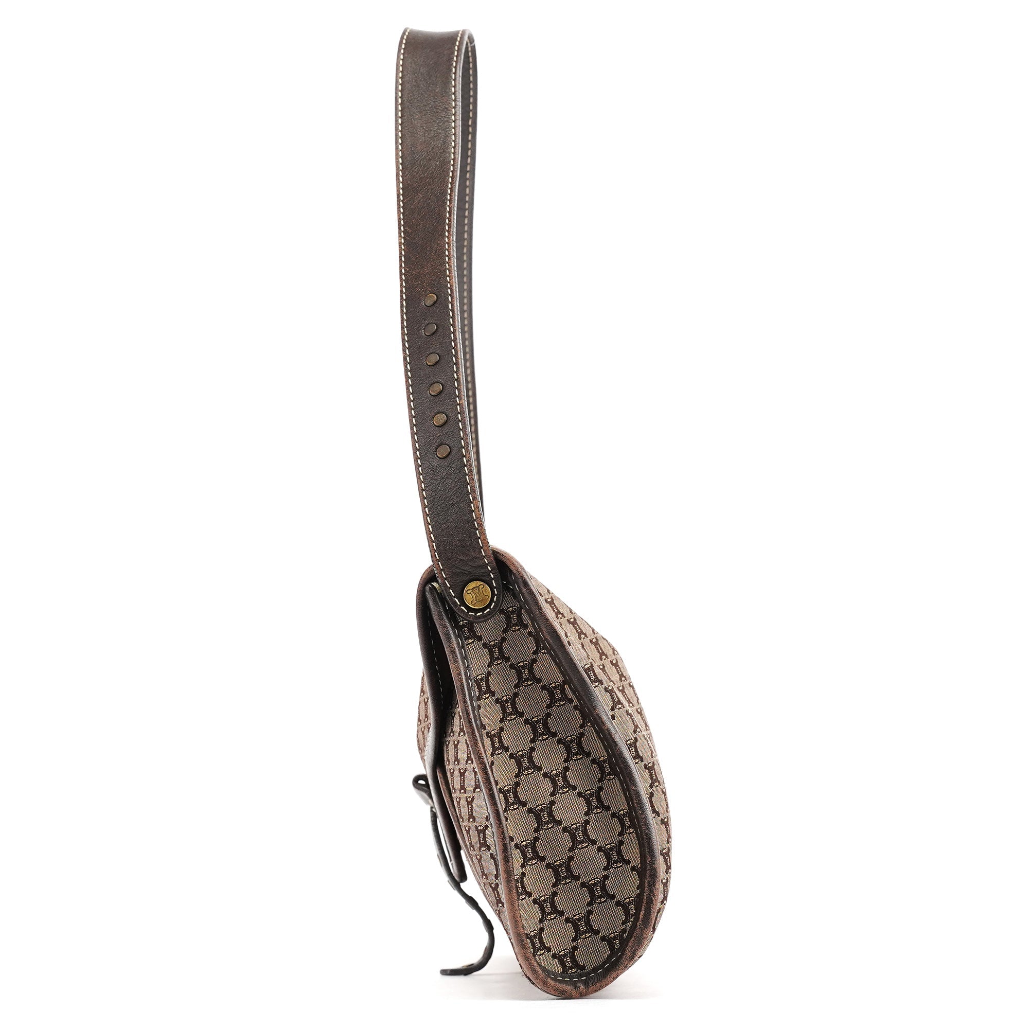 Brown Macadam Canvas Leather Shoulder Bag