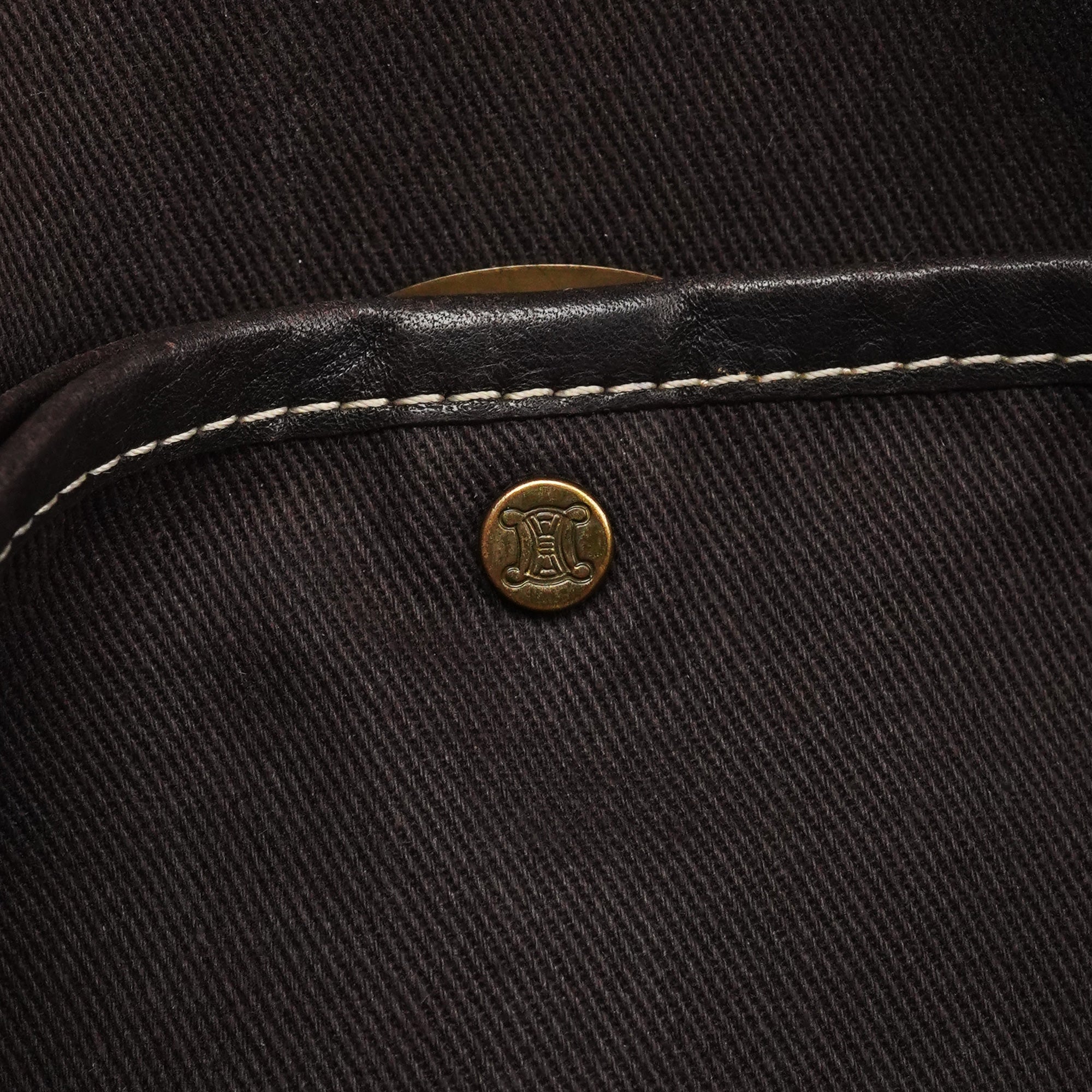 Brown Macadam Canvas Leather Shoulder Bag