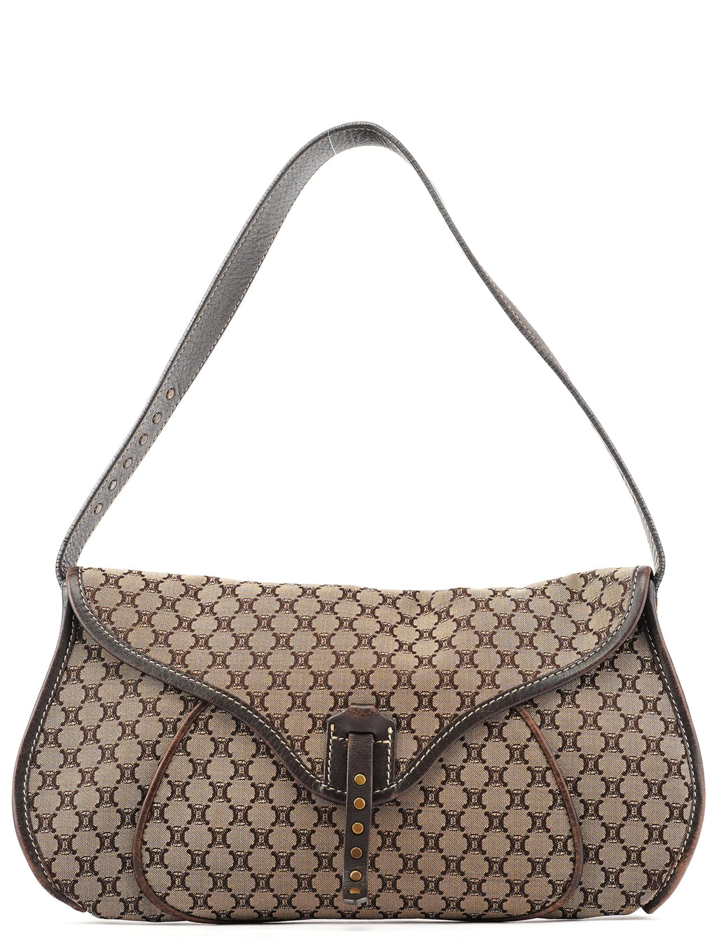 Brown Macadam Canvas Leather Shoulder Bag