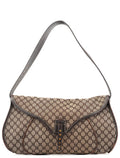 Brown Macadam Canvas Leather Shoulder Bag
