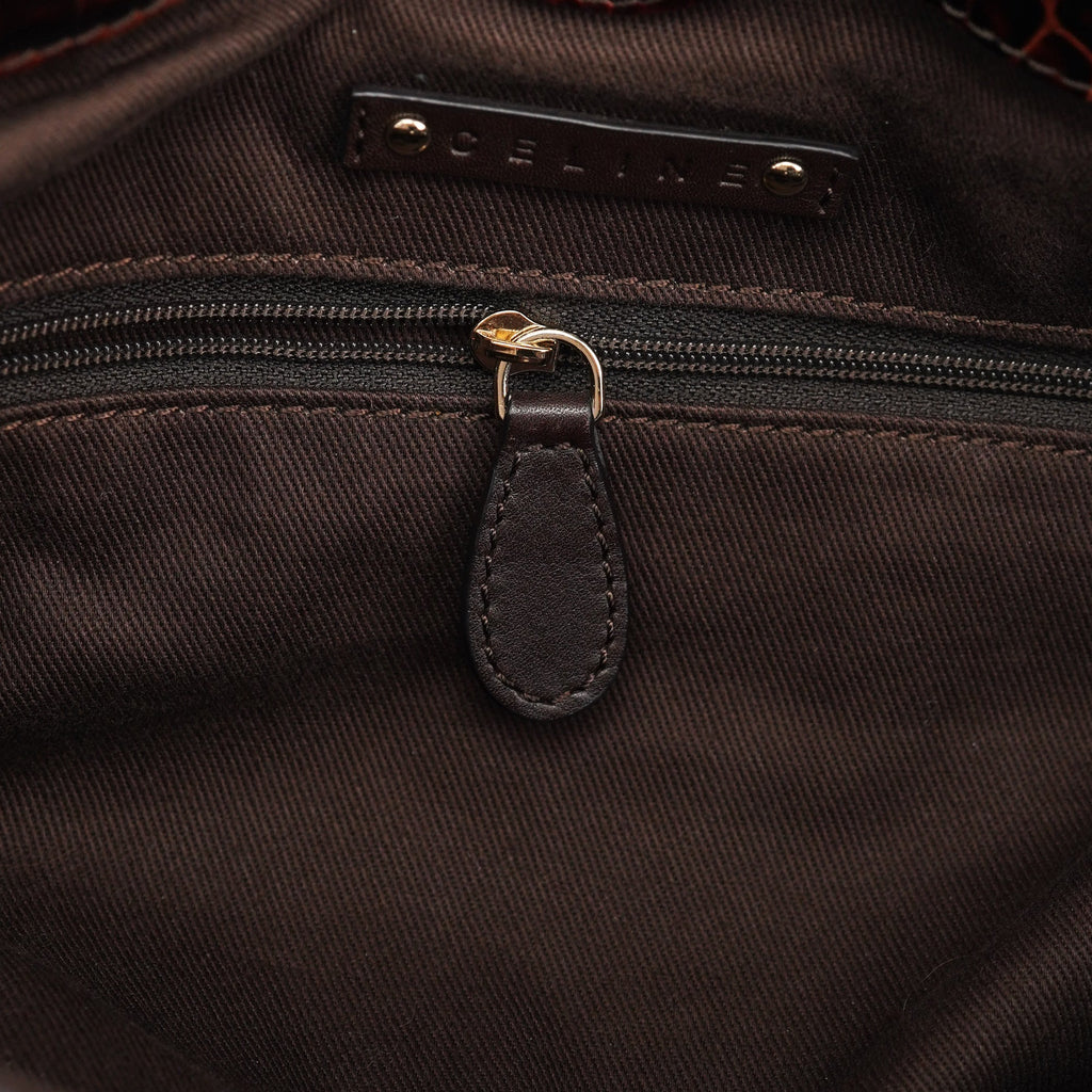 Brown Monogram Croc Embossed 2-Way Bag