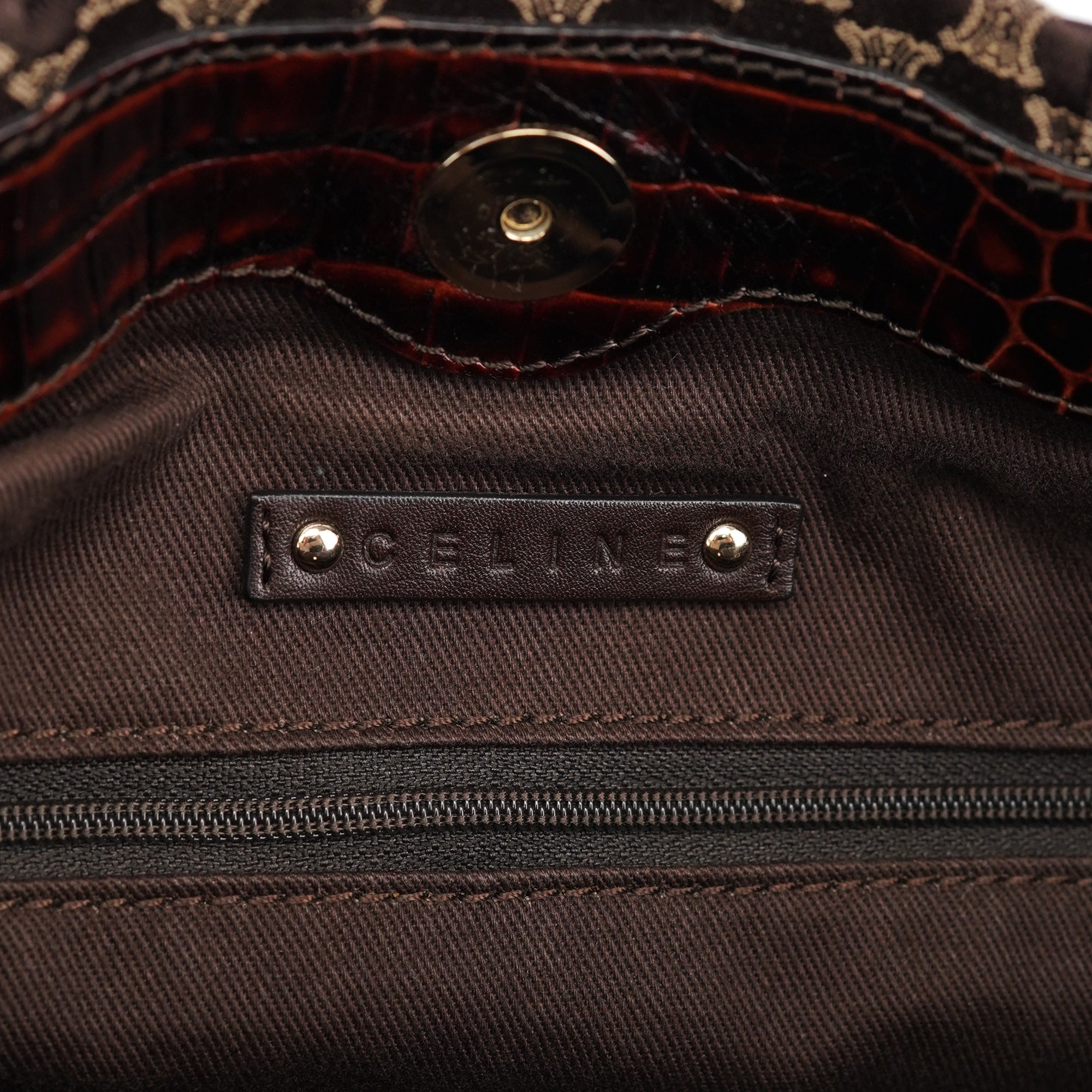 Brown Monogram Croc Embossed 2-Way Bag