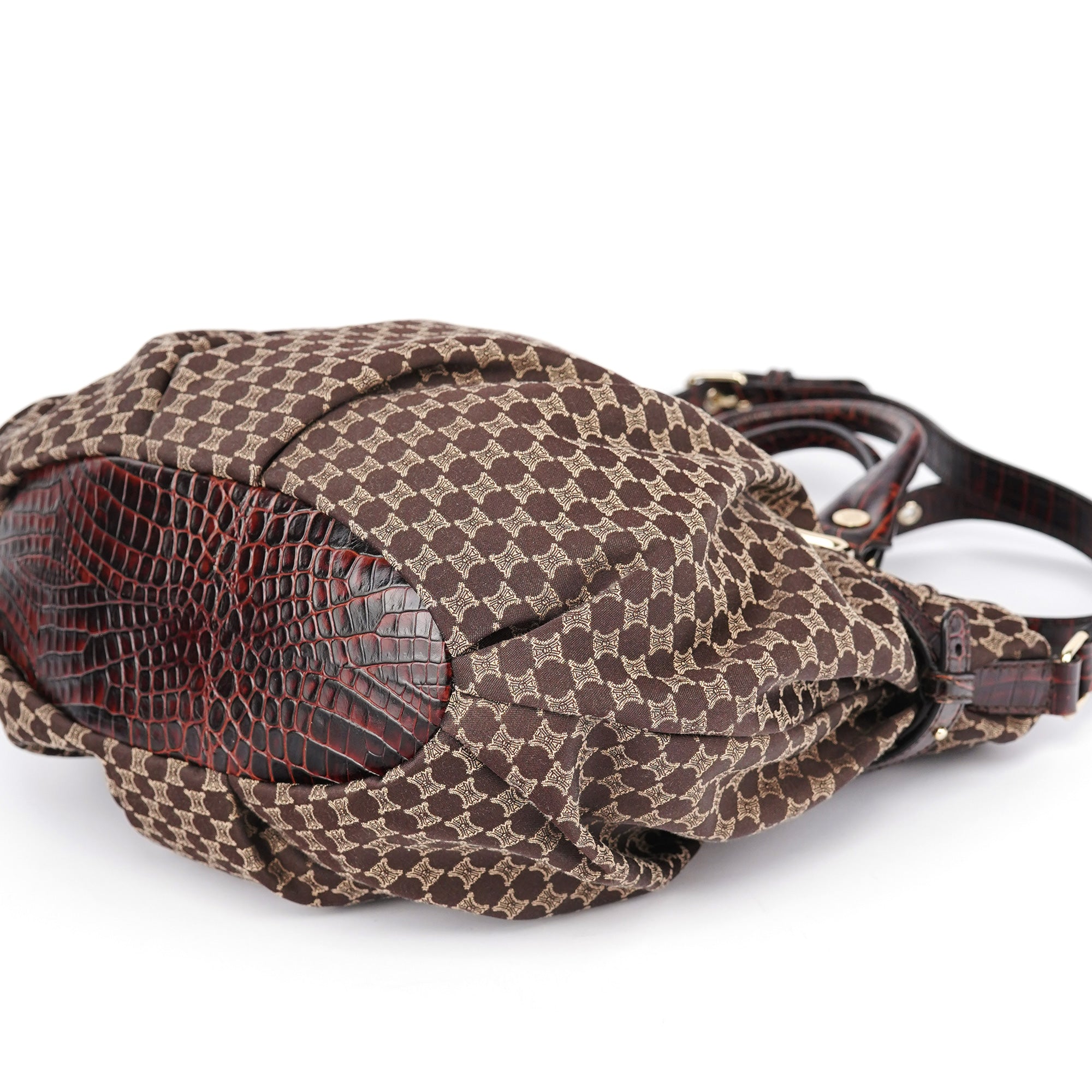 Brown Monogram Croc Embossed 2-Way Bag