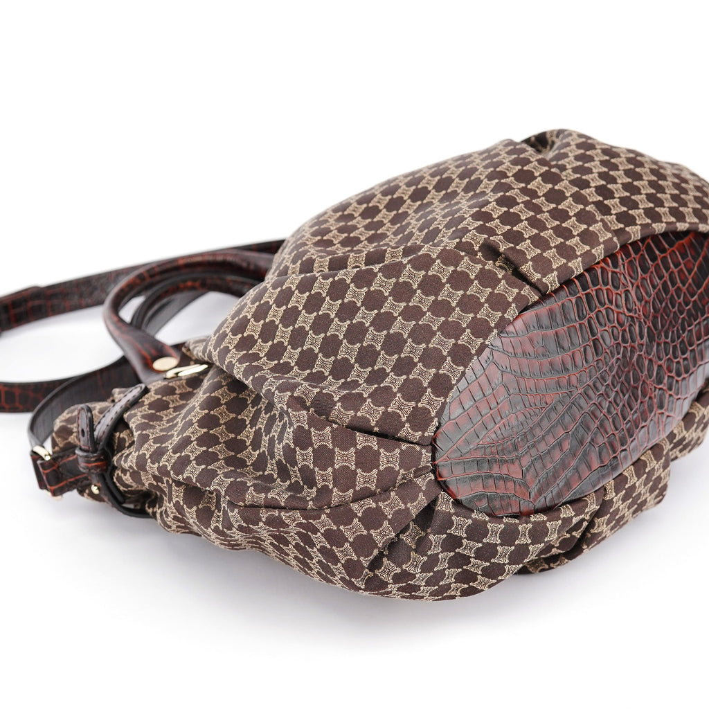 Brown Monogram Croc Embossed 2-Way Bag