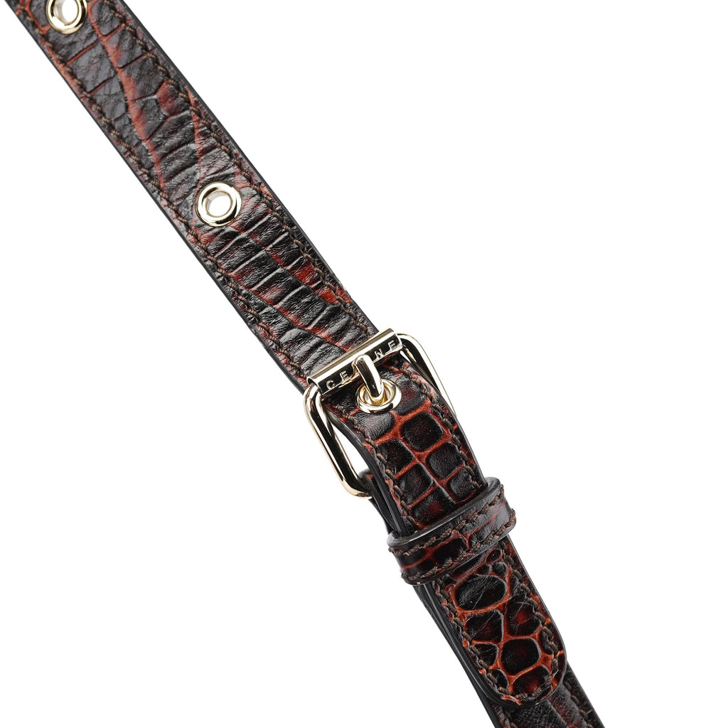 Brown Monogram Croc Embossed 2-Way Bag