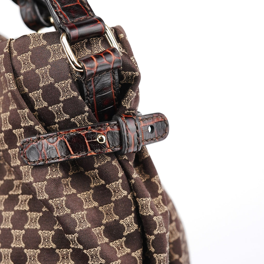 Brown Monogram Croc Embossed 2-Way Bag