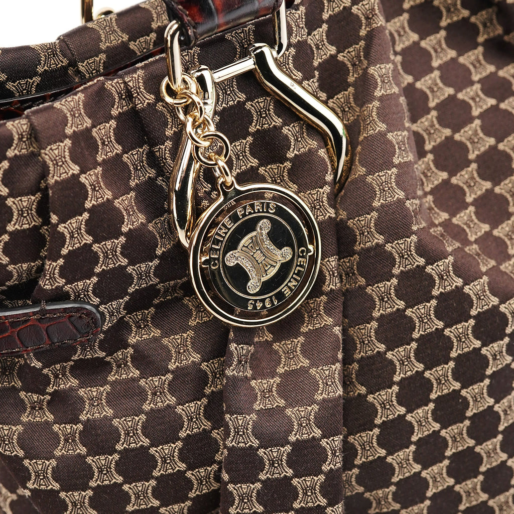 Brown Monogram Croc Embossed 2-Way Bag