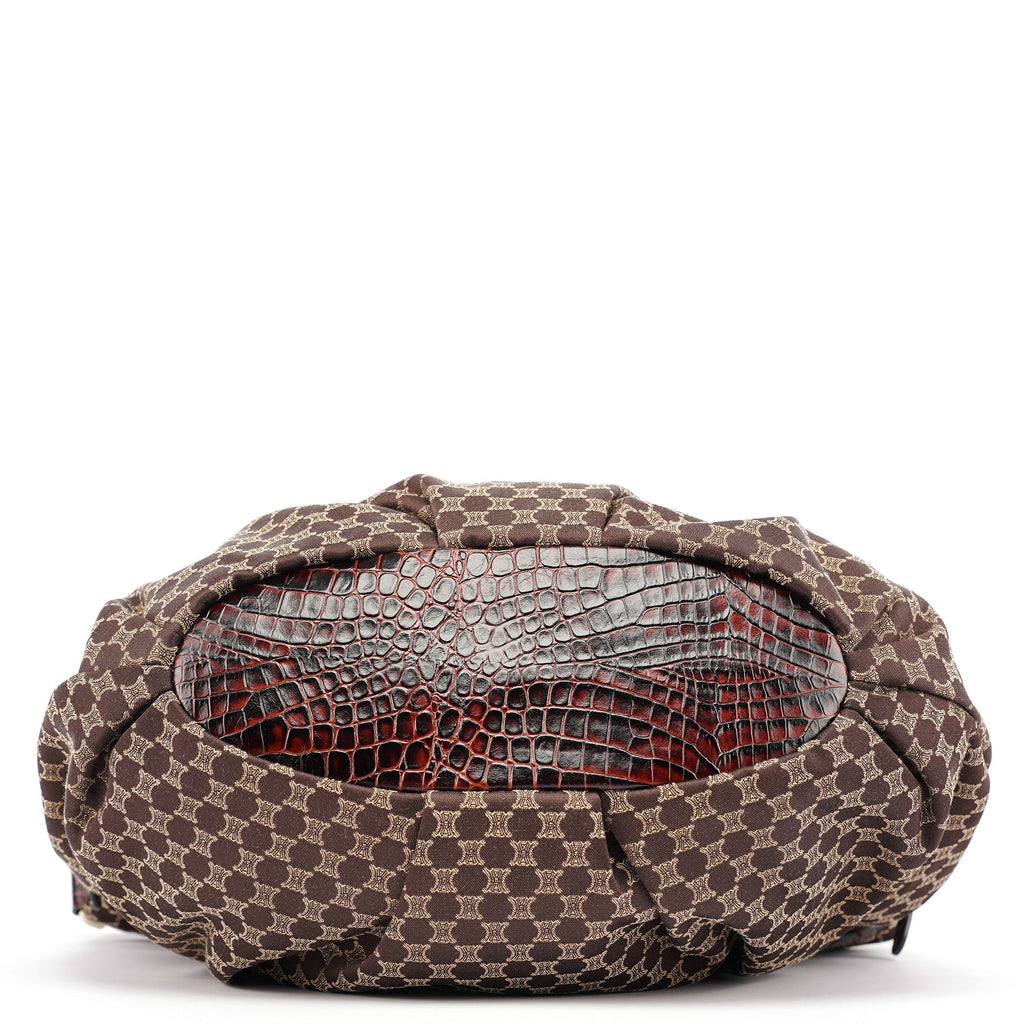Brown Monogram Croc Embossed 2-Way Bag