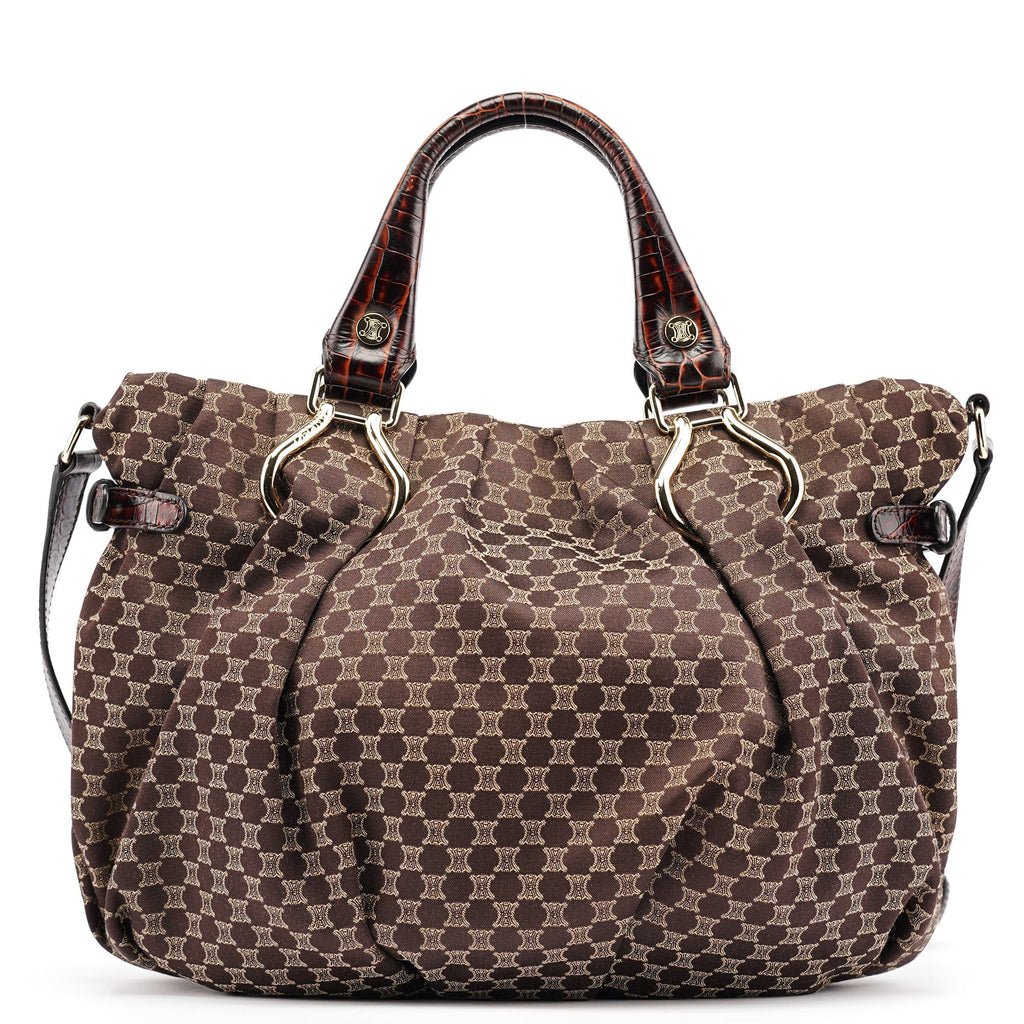 Brown Monogram Croc Embossed 2-Way Bag