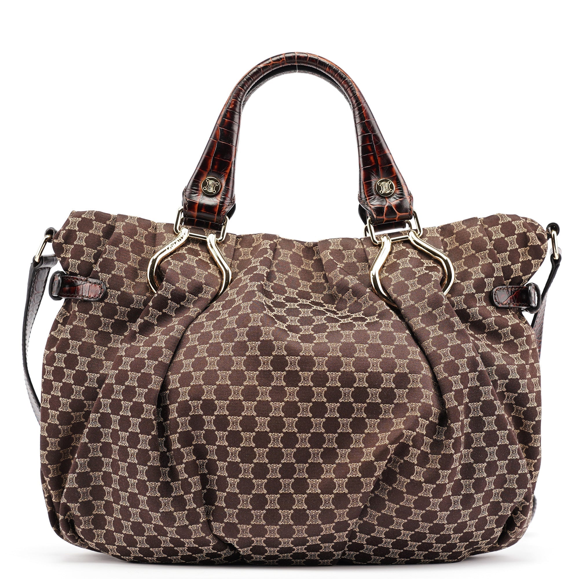 Brown Monogram Croc Embossed 2-Way Bag