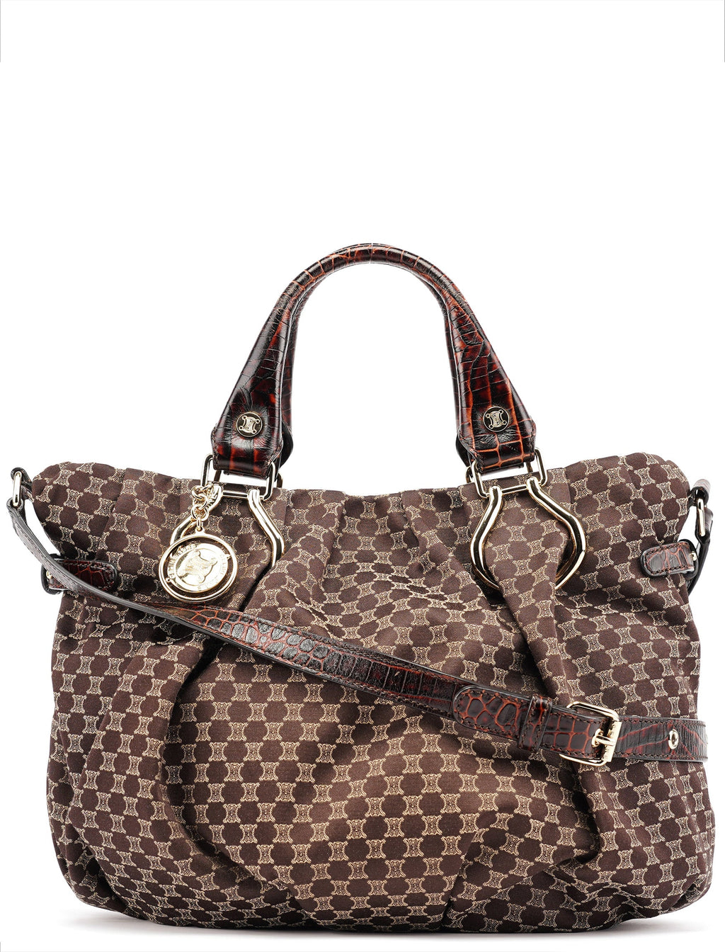 Brown Monogram Croc Embossed 2-Way Bag