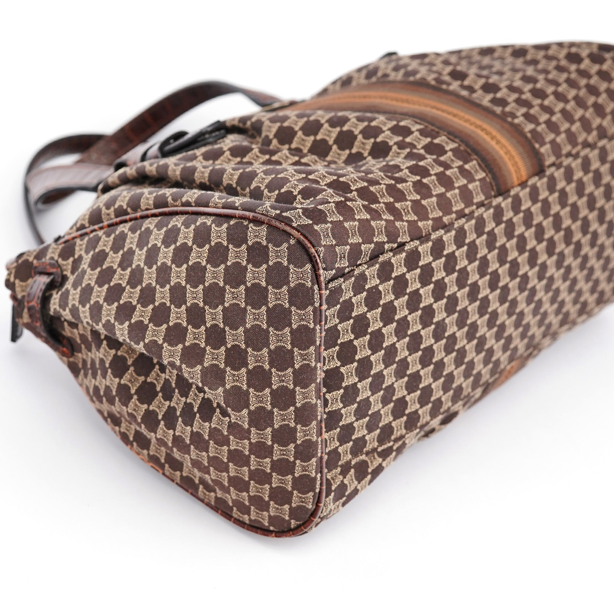 Brown Monogram Croc Embossed Tote Bag
