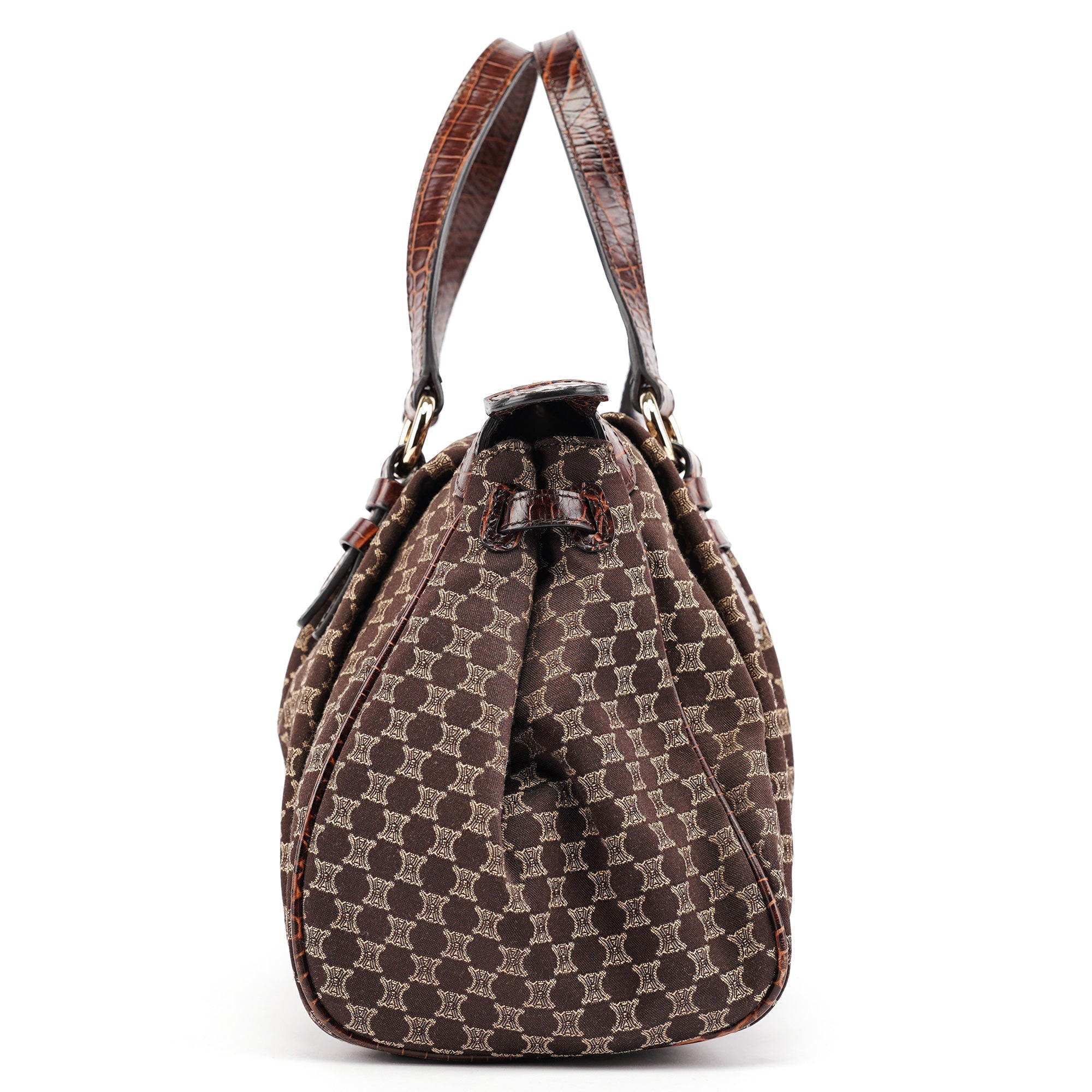 Brown Monogram Croc Embossed Tote Bag