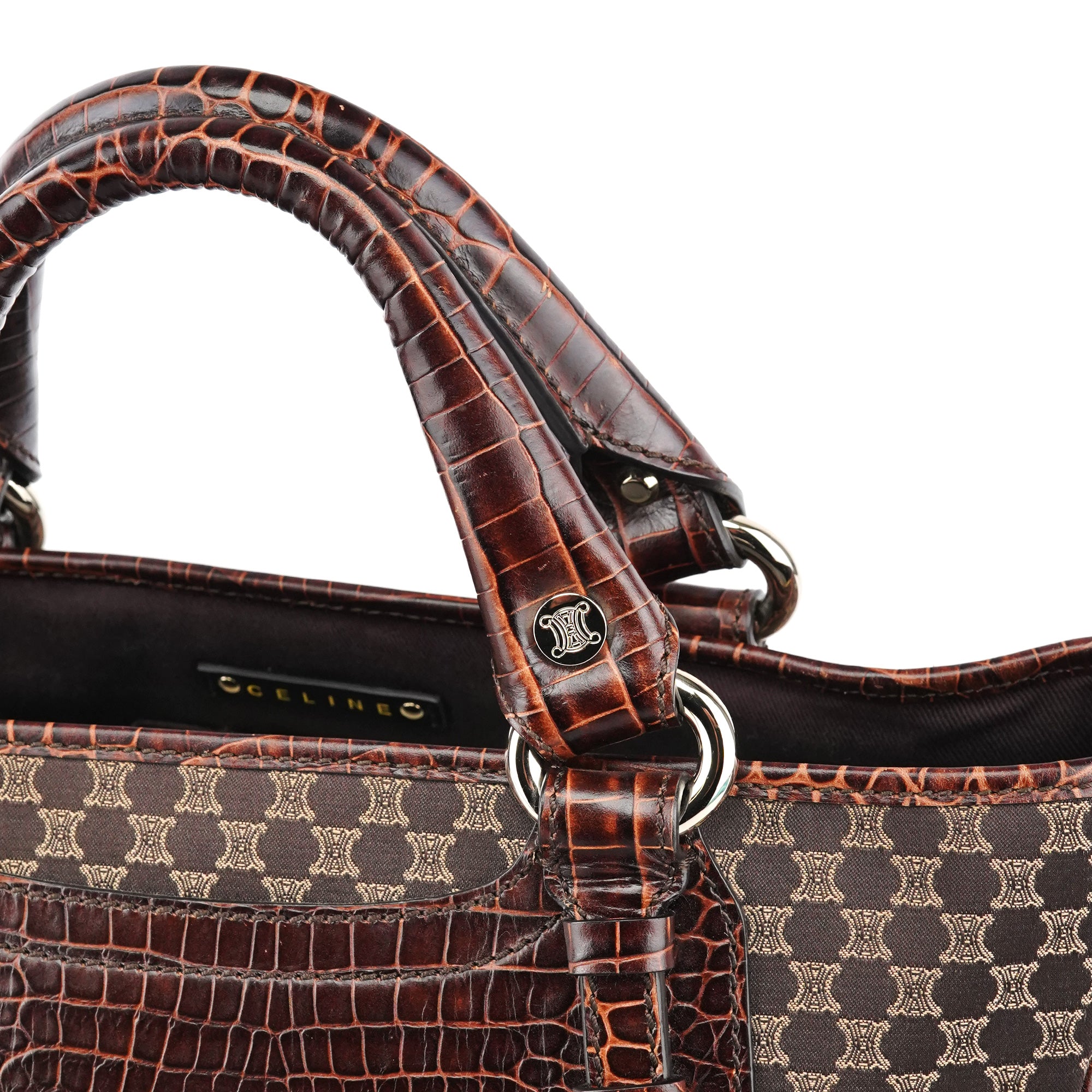 Brown Monogram Leather Boogie Tote Bag