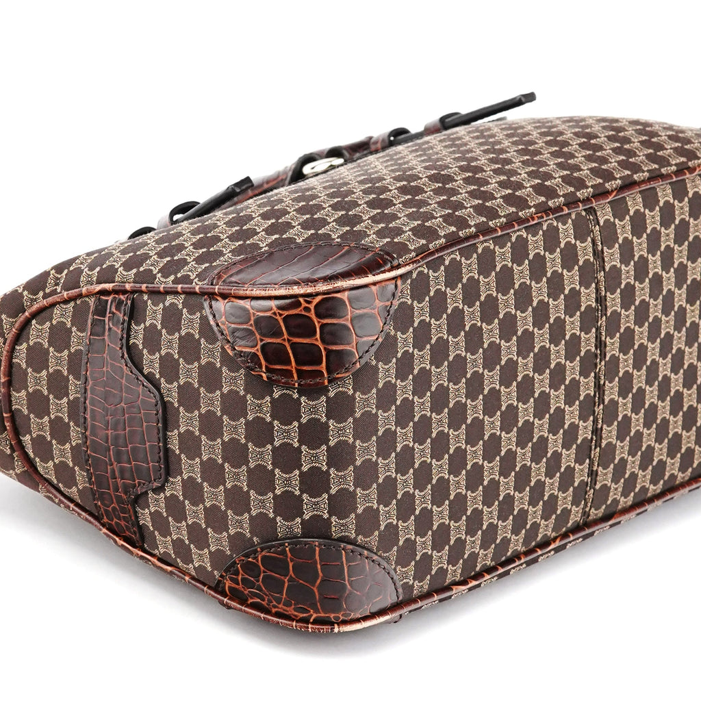 Brown Monogram Leather Boogie Tote Bag