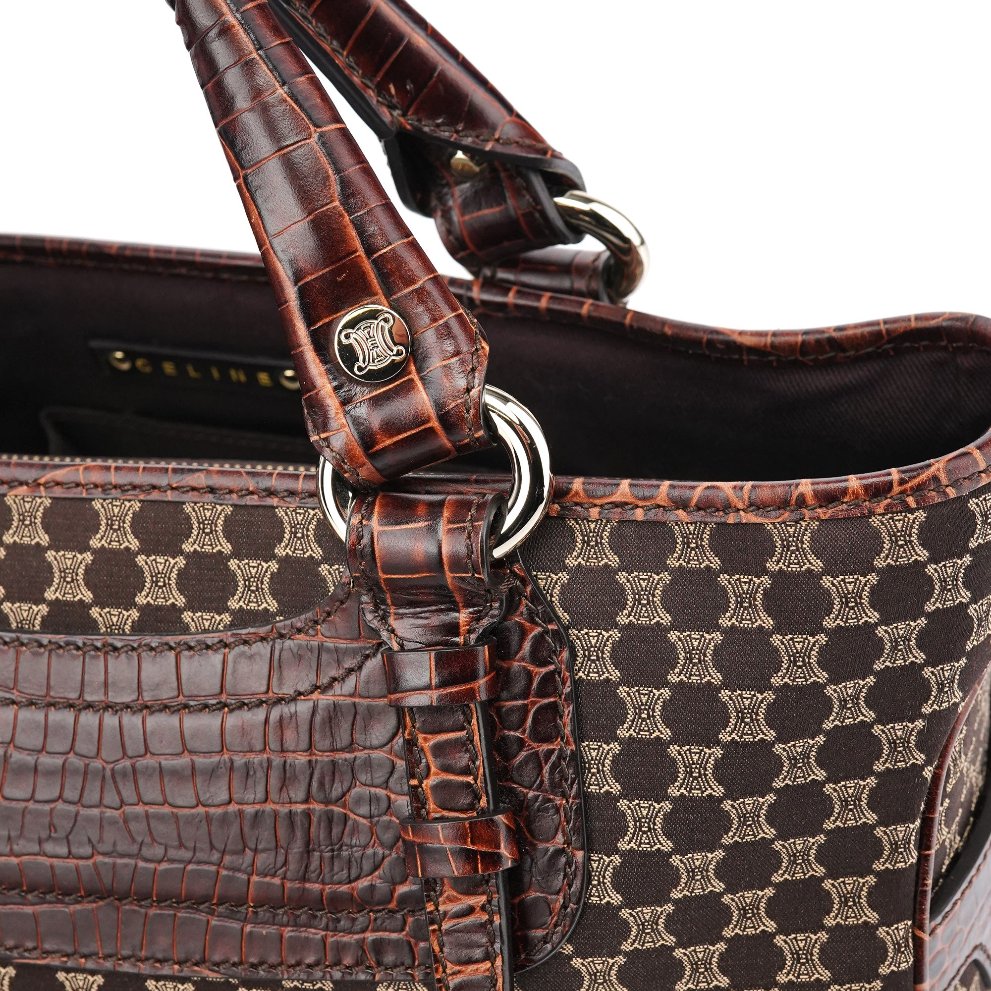 Brown Monogram Leather Boogie Tote Bag