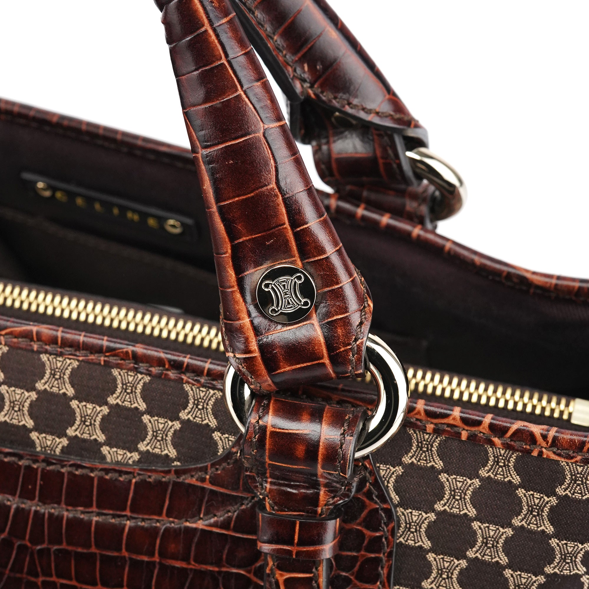 Brown Monogram Leather Boogie Tote Bag