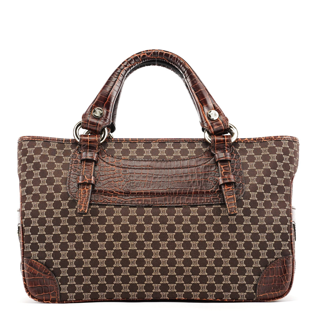 Brown Monogram Leather Boogie Tote Bag