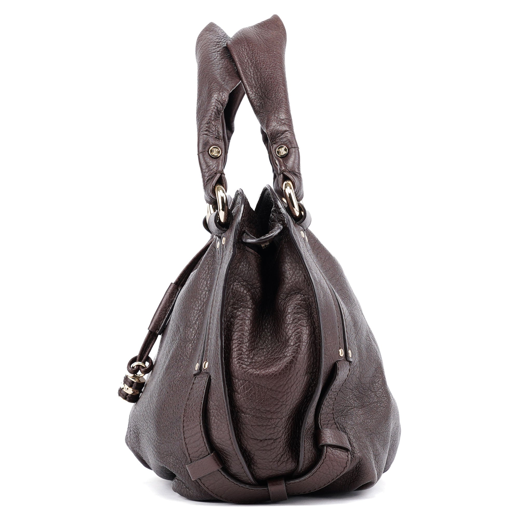 Brown Pebbled Leather Shoulder Bag