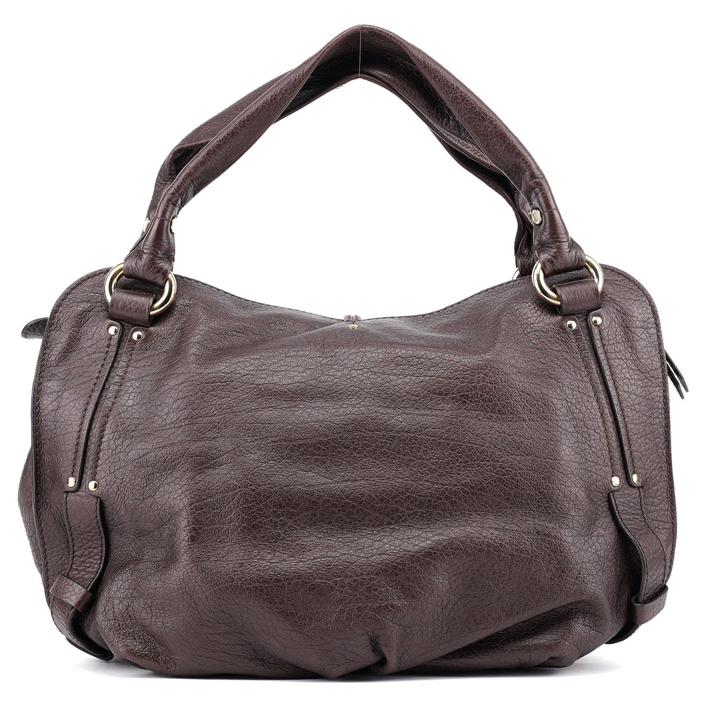 Brown Pebbled Leather Shoulder Bag