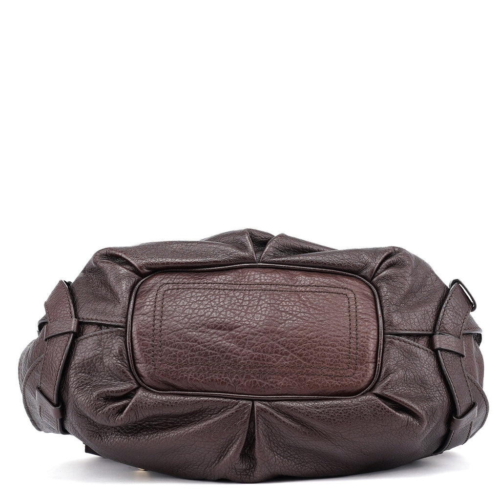 Brown Pebbled Leather Shoulder Bag