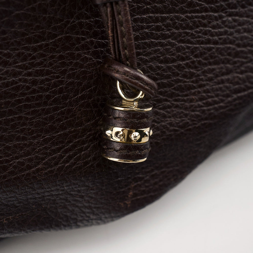Brown Pebbled Leather Shoulder Bag