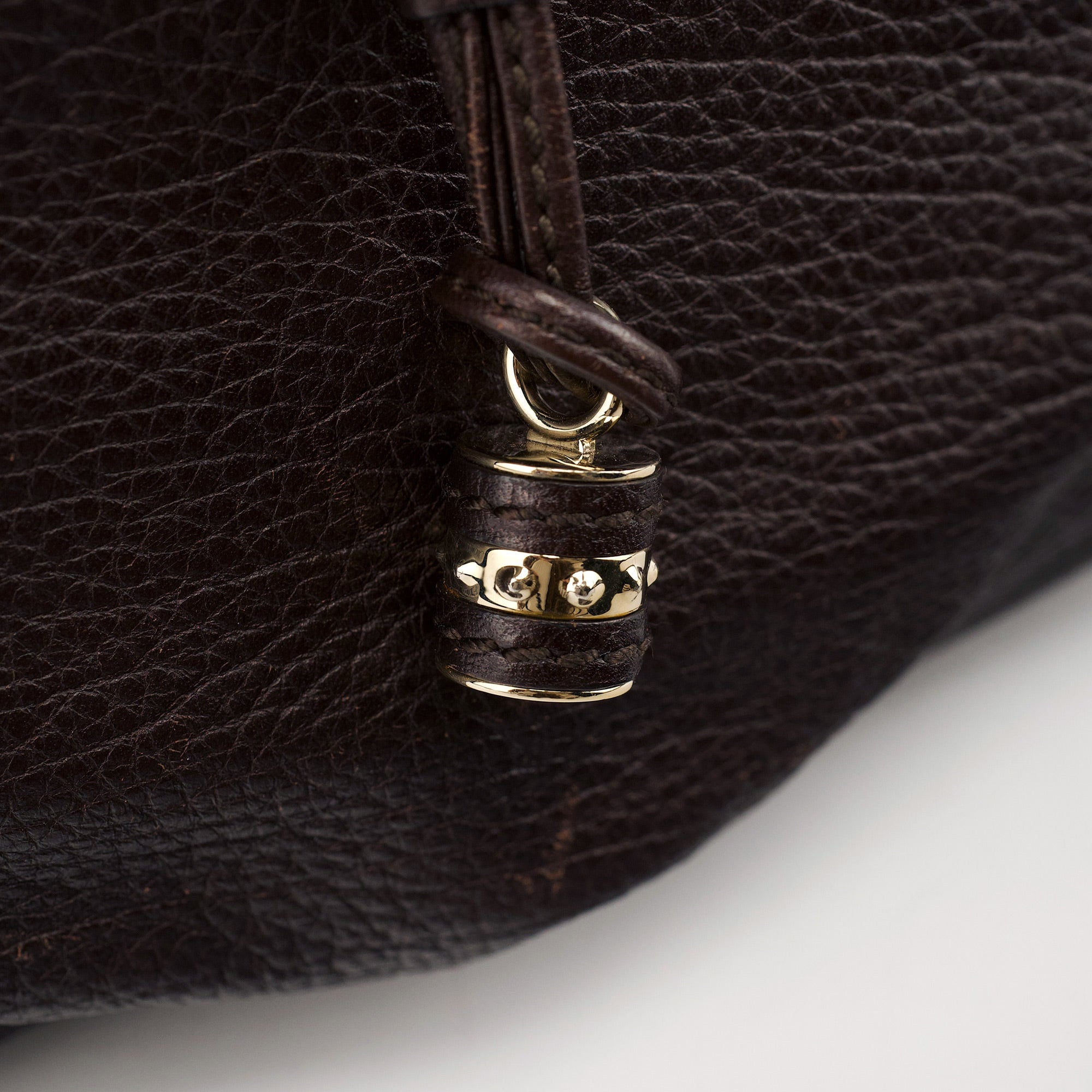 Brown Pebbled Leather Shoulder Bag
