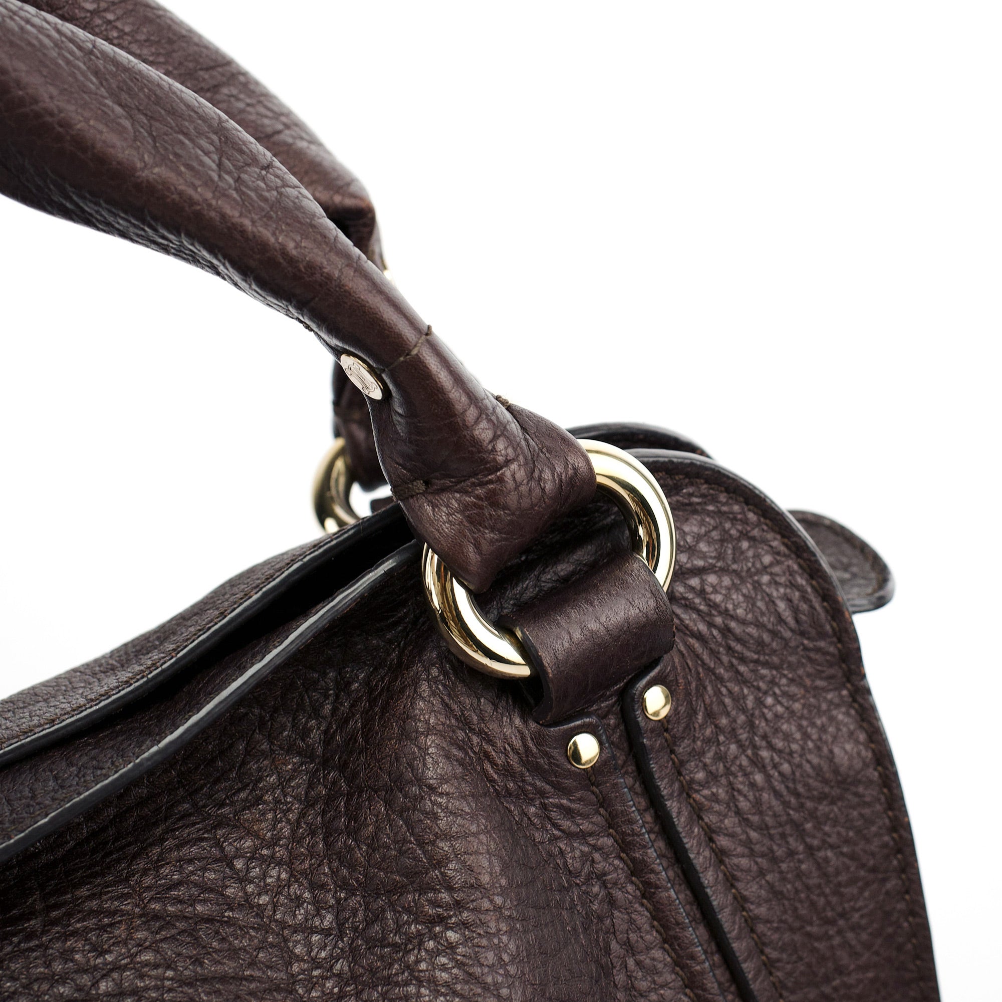 Brown Pebbled Leather Shoulder Bag