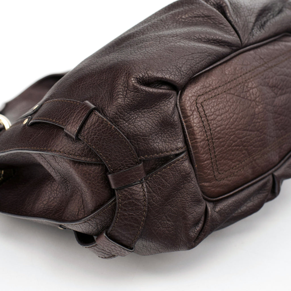 Brown Pebbled Leather Shoulder Bag