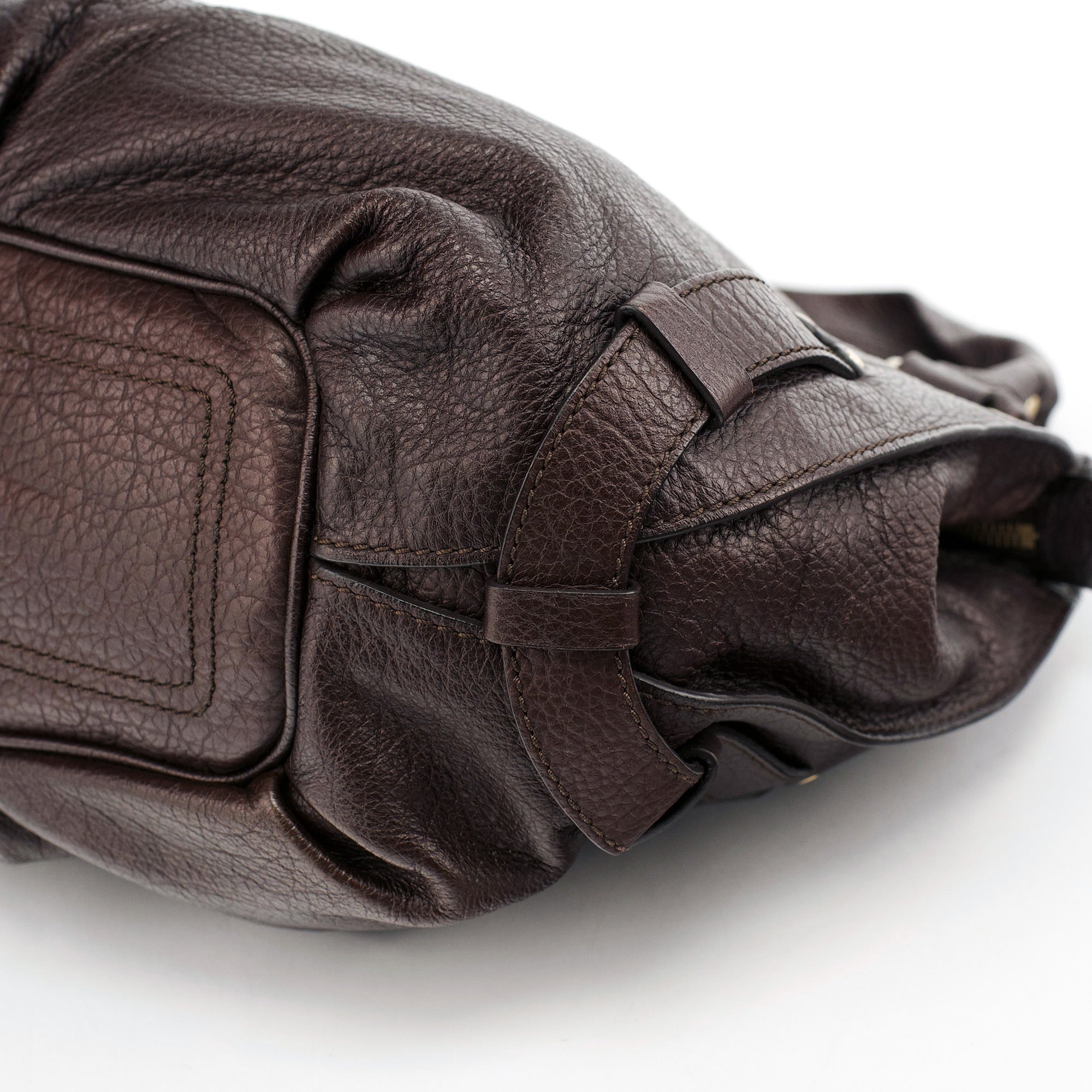 Brown Pebbled Leather Shoulder Bag