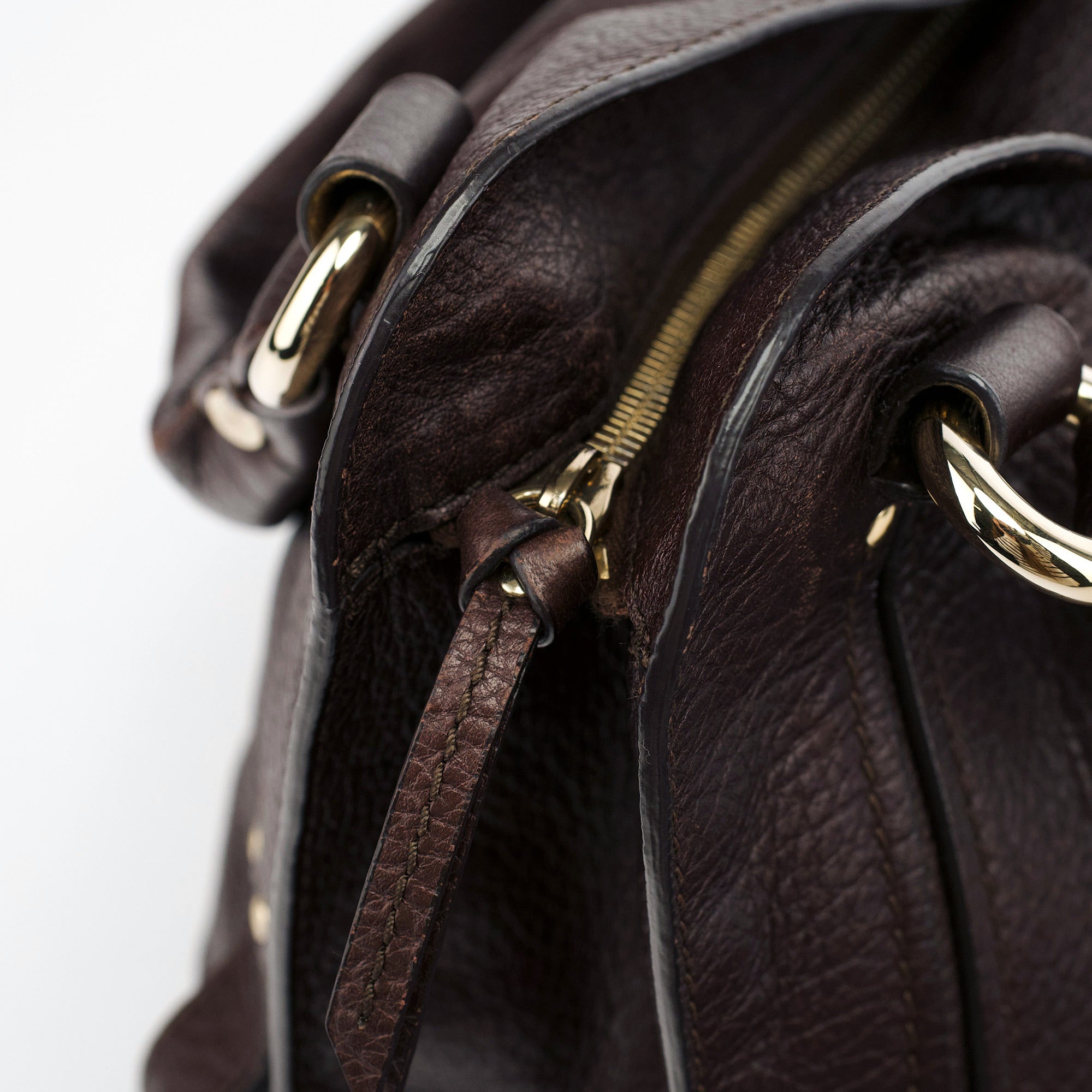 Brown Pebbled Leather Shoulder Bag