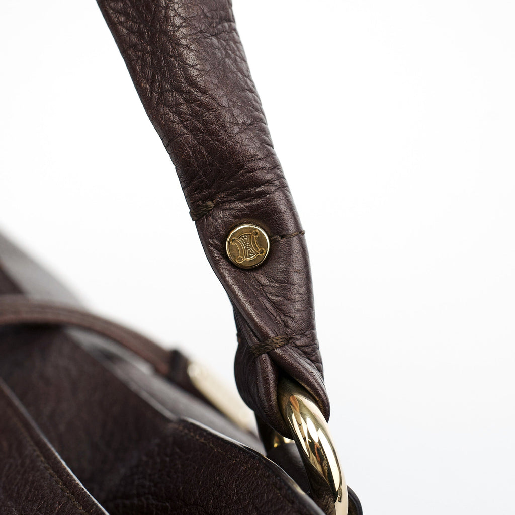 Brown Pebbled Leather Shoulder Bag