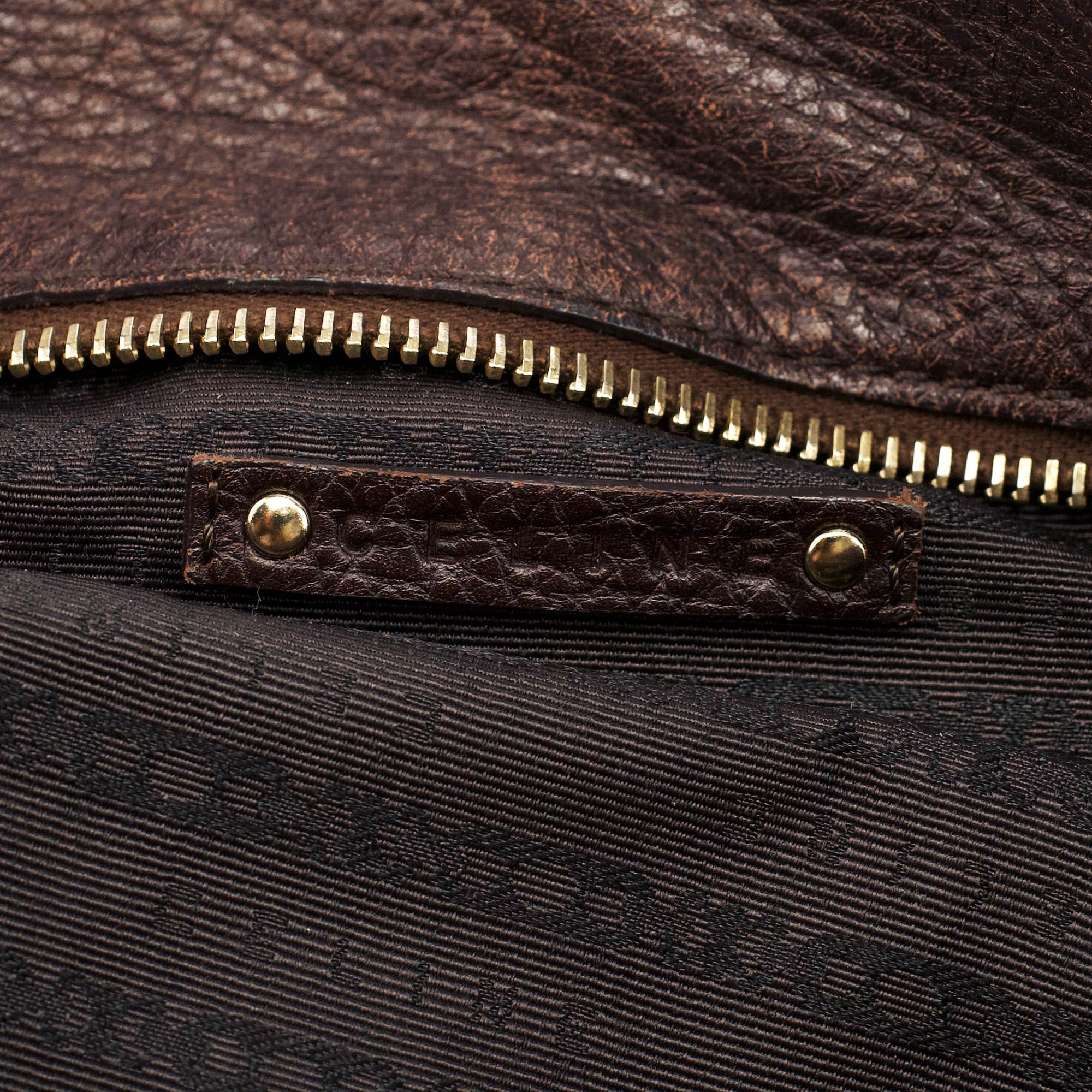 Brown Pebbled Leather Shoulder Bag