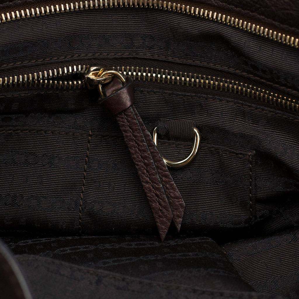 Brown Pebbled Leather Shoulder Bag