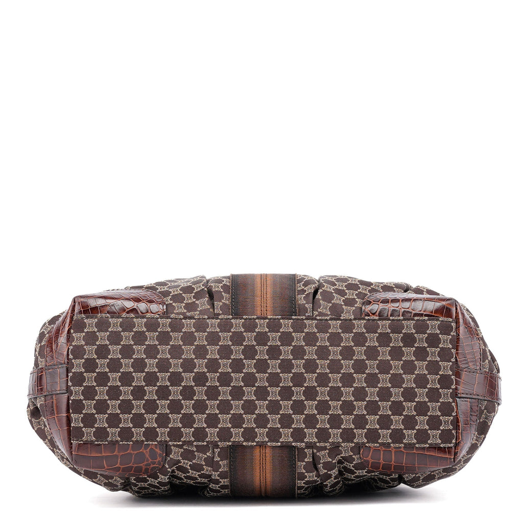 Brown Triomphe CC Croc Embossed Tote Bag