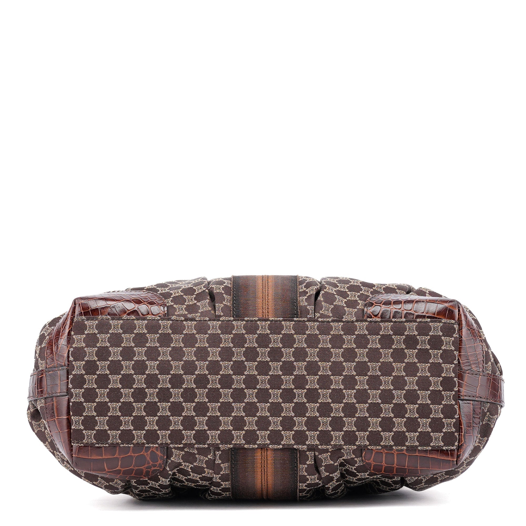 Brown Triomphe CC Croc Embossed Tote Bag