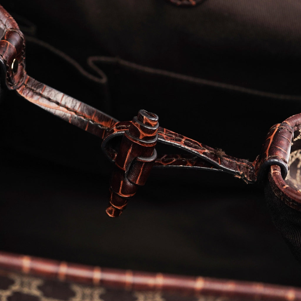 Brown Triomphe CC Croc Embossed Tote Bag